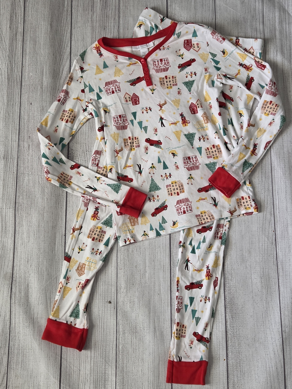 LC Lauren Conrad Kids White Holiday Pajama Set with Red Trim